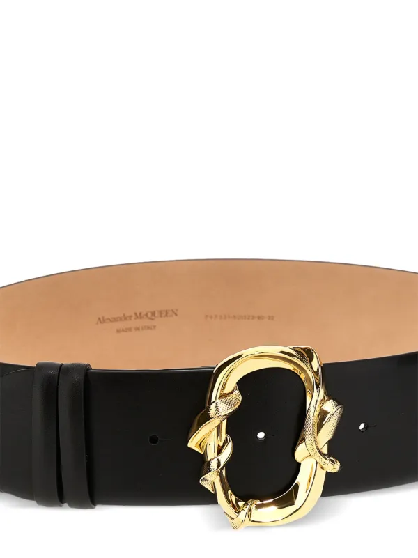 100 ％品質保証 Alexander McQueen スネークバックル ベルト | ブラック 小物
