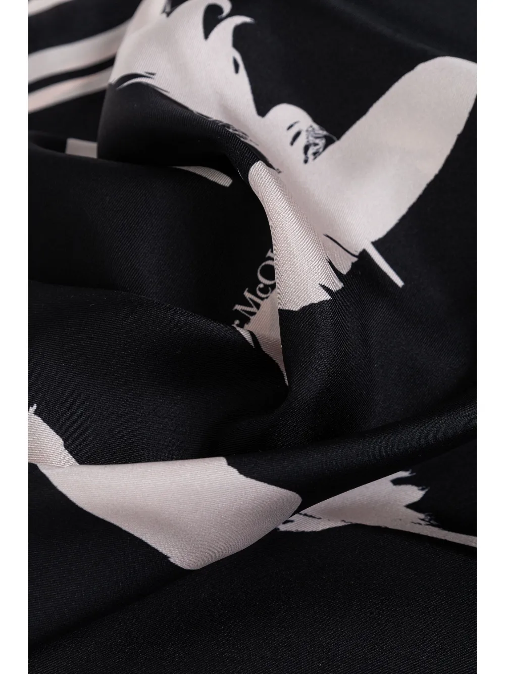 Alexander Mcqueen Feather Printed Scarf In Black