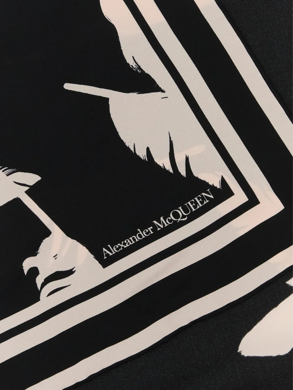 Alexander McQueen Sjaal met verenprint Zwart