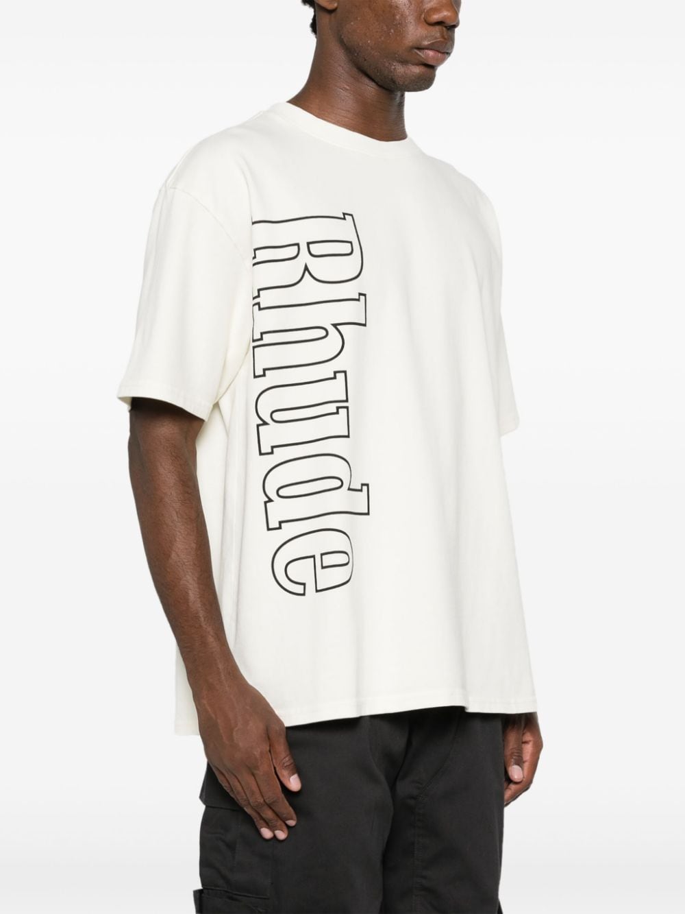 Shop Rhude Logo-print Cotton T-shirt In White