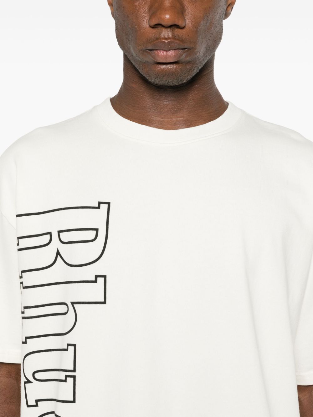 Shop Rhude Logo-print Cotton T-shirt In White