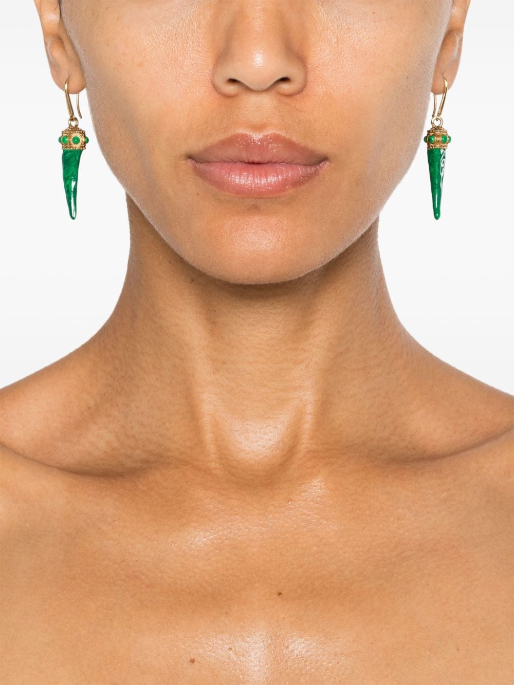 Shop Roberto Cavalli Horn Earrings In Gold