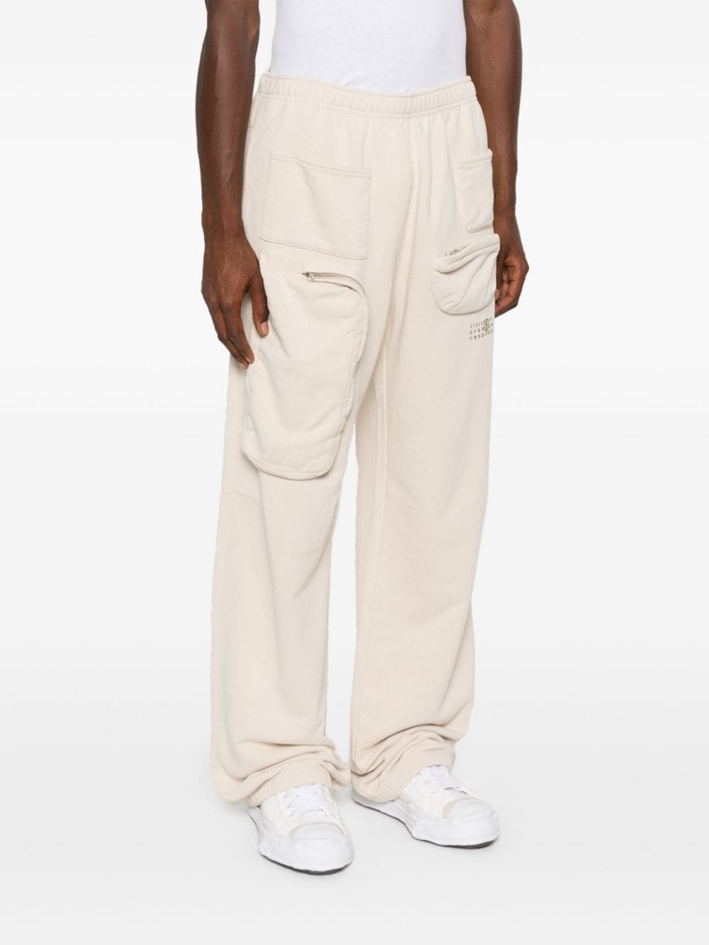 Shop Mm6 Maison Margiela Numbers-motif Track Pants In Neutrals