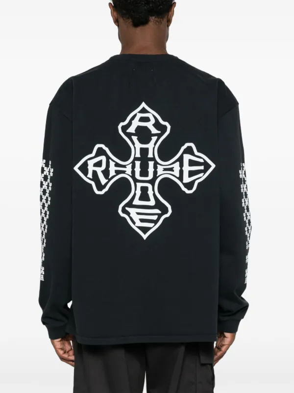 RHUDE クロスプリント スウェットシャツ | ブラック | FARFETCH JP