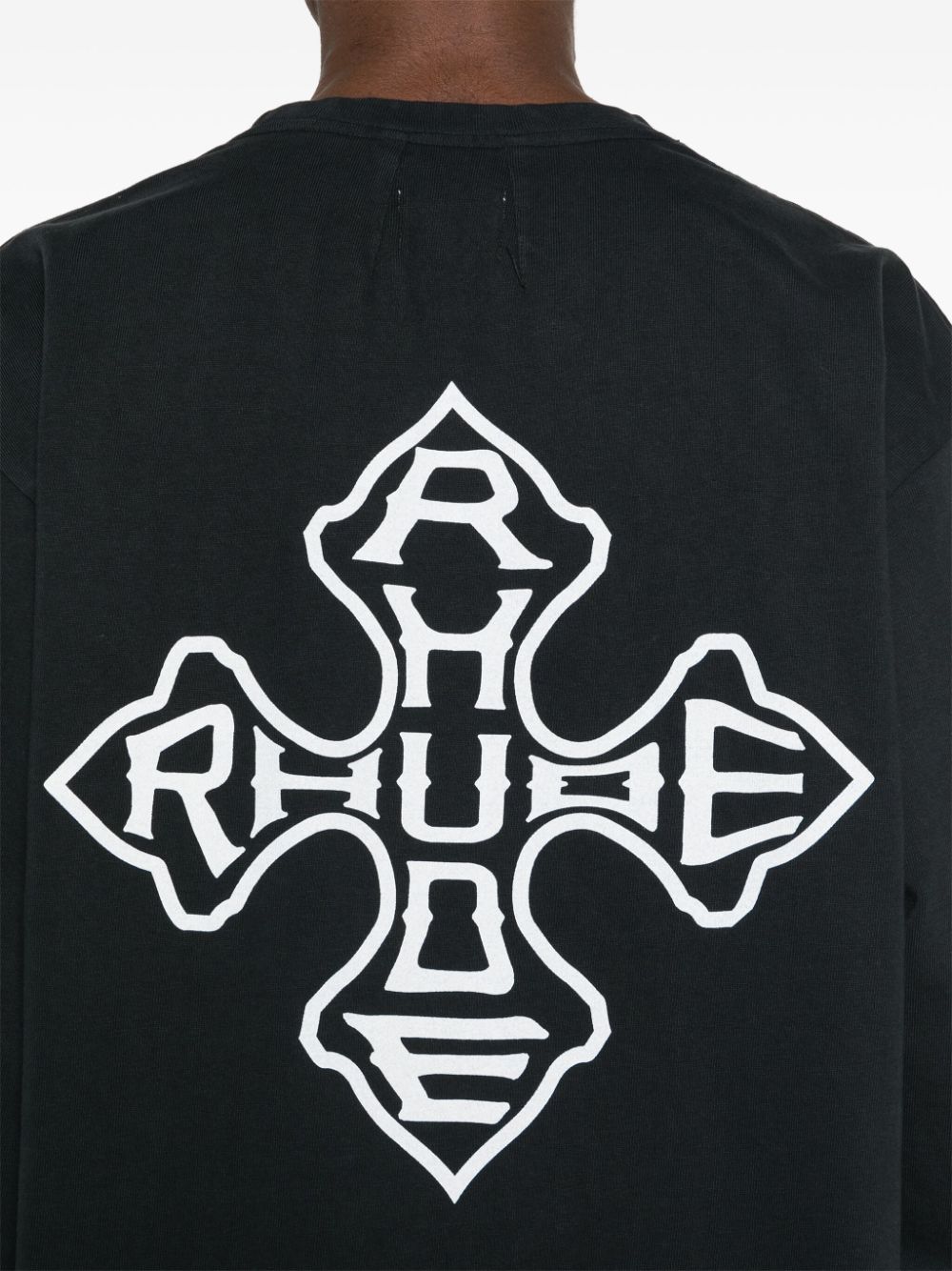 Shop Rhude Cross-print Cotton Sweatshirt In Black