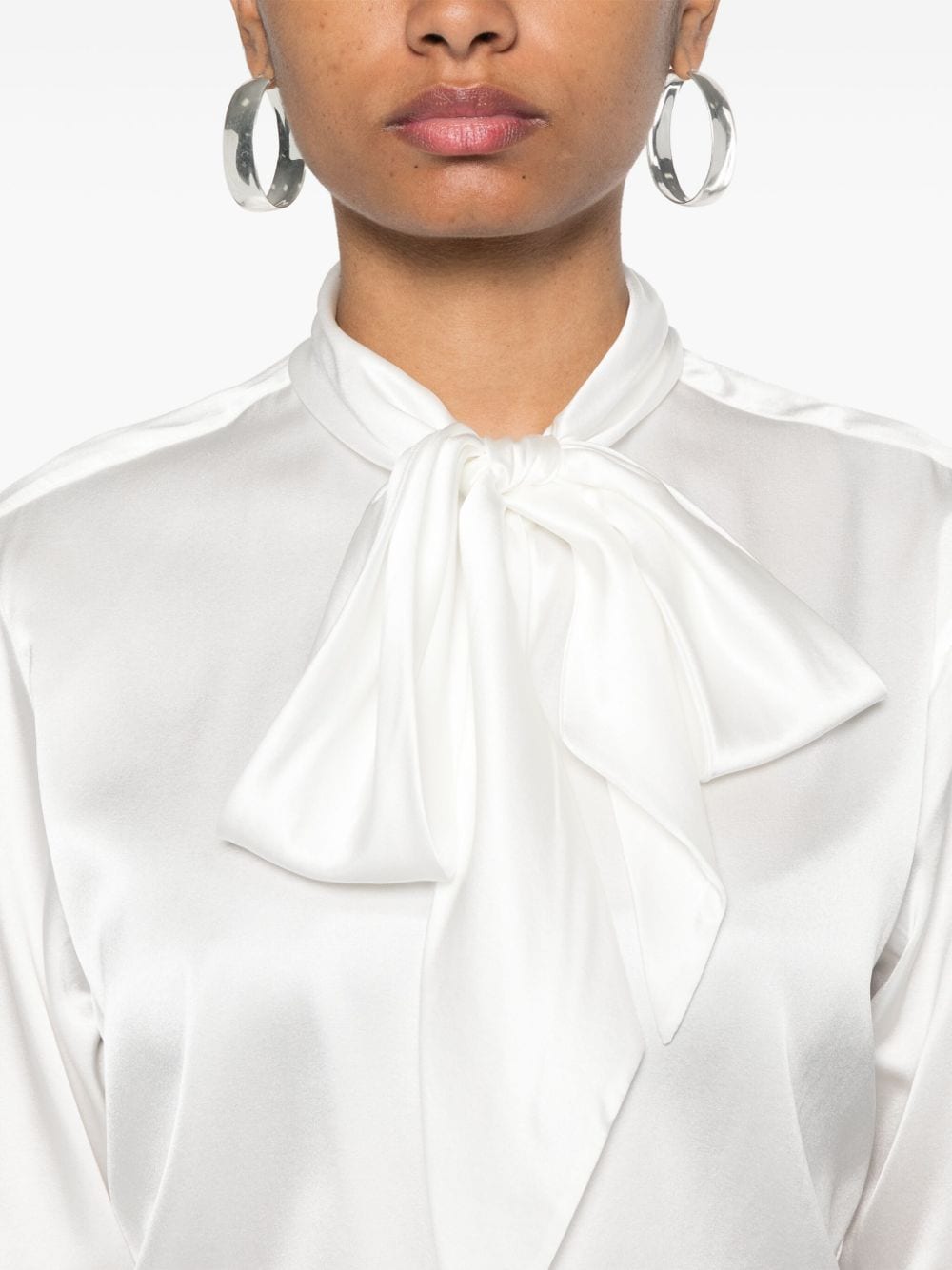 Shop Ermanno Scervino Tied-neck Silk Shirt In White