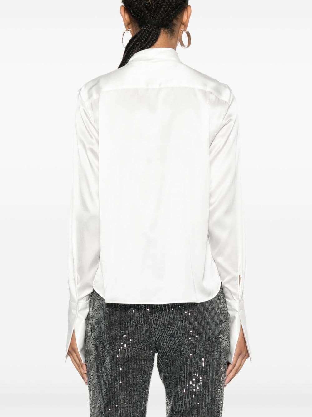 Shop Ermanno Scervino Tied-neck Silk Shirt In White