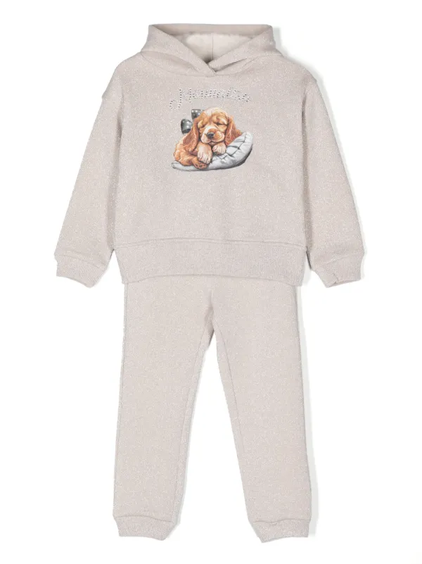 Monnalisa lurex detail dog print Tracksuit Neutrals FARFETCH AZ