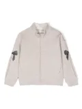 Monnalisa bow-detail zip-up sweatshirt - Neutrals