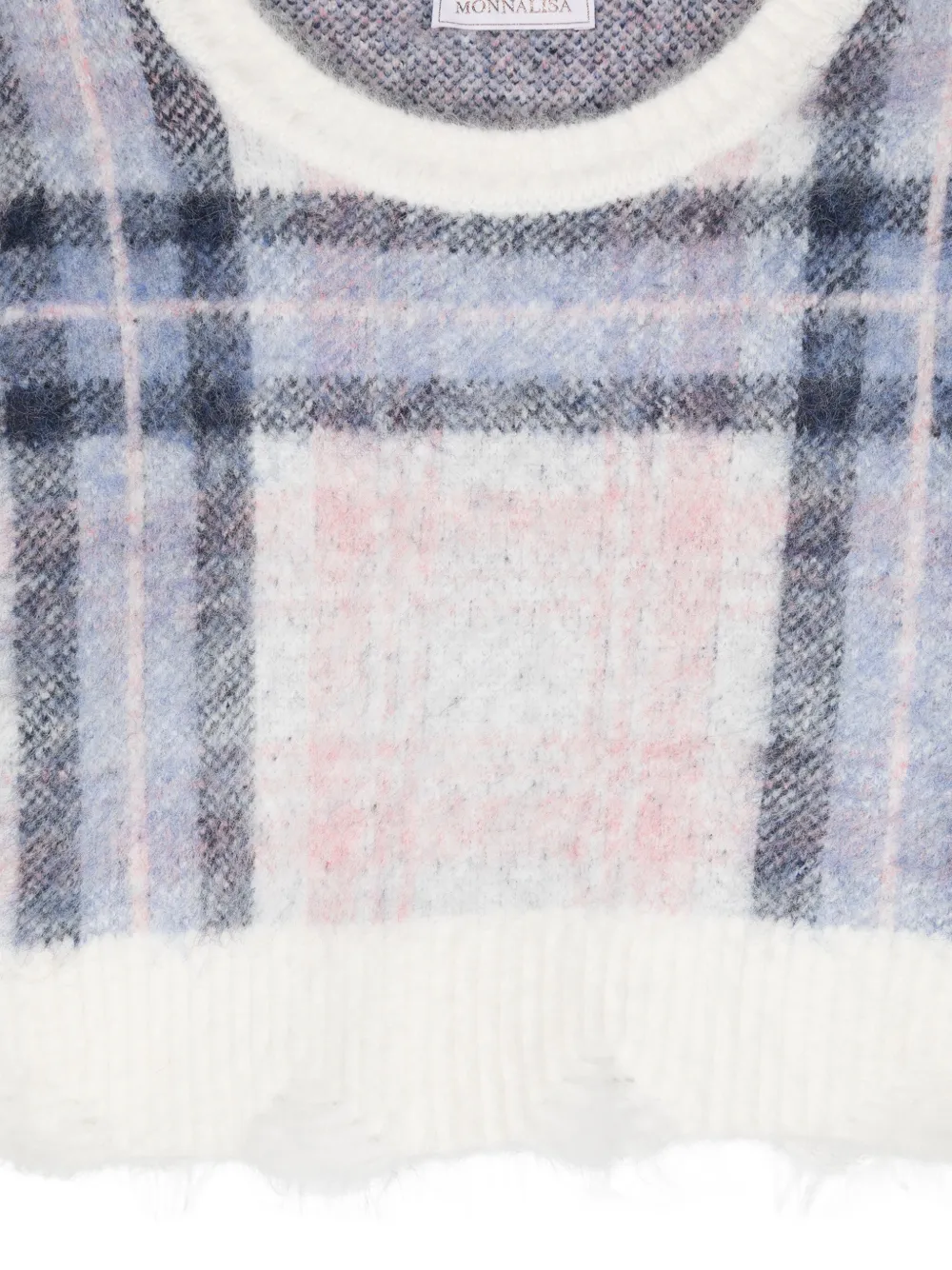 Monnalisa Gerafelde trui met tartan ruit Blauw