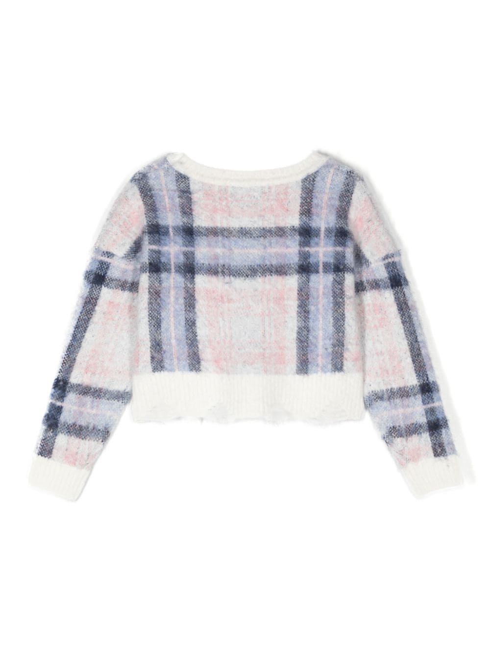 Monnalisa tartan-check distressed jumper - Blauw