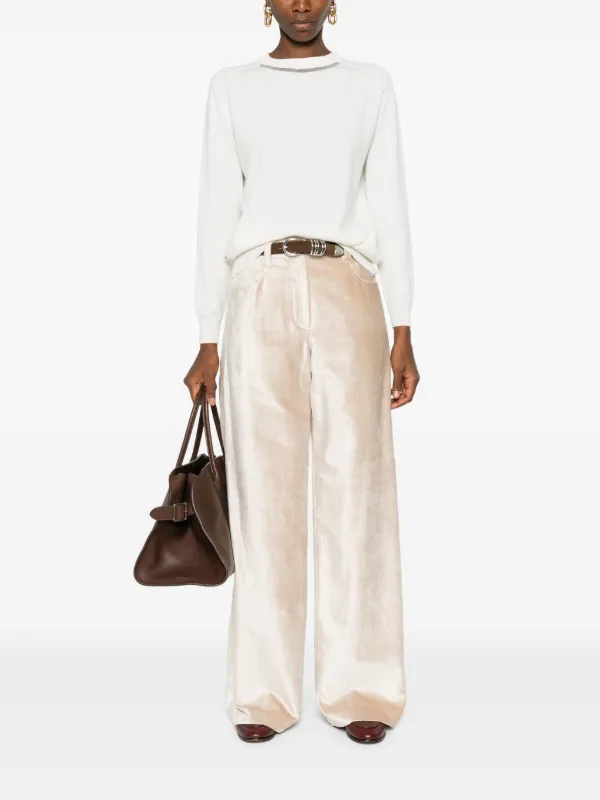 VIP【関税送料無料】希少 Brunello Cucinelli Wide leg trousers Brunello Cucinelli Techno Cotton Poplin Pleated Wide-Leg