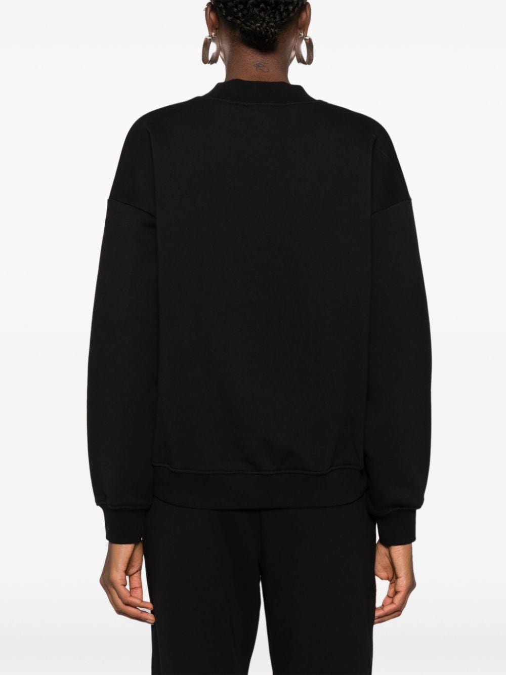 Shop Pinko V-neck Cotton Sweatshirt In Black