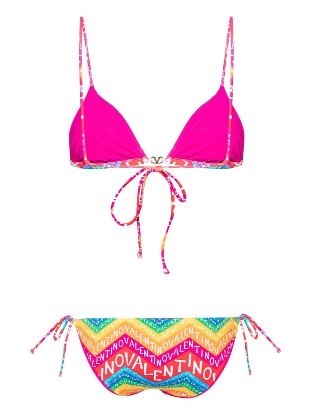 Shop Valentino Logo Print Bikini In Pink