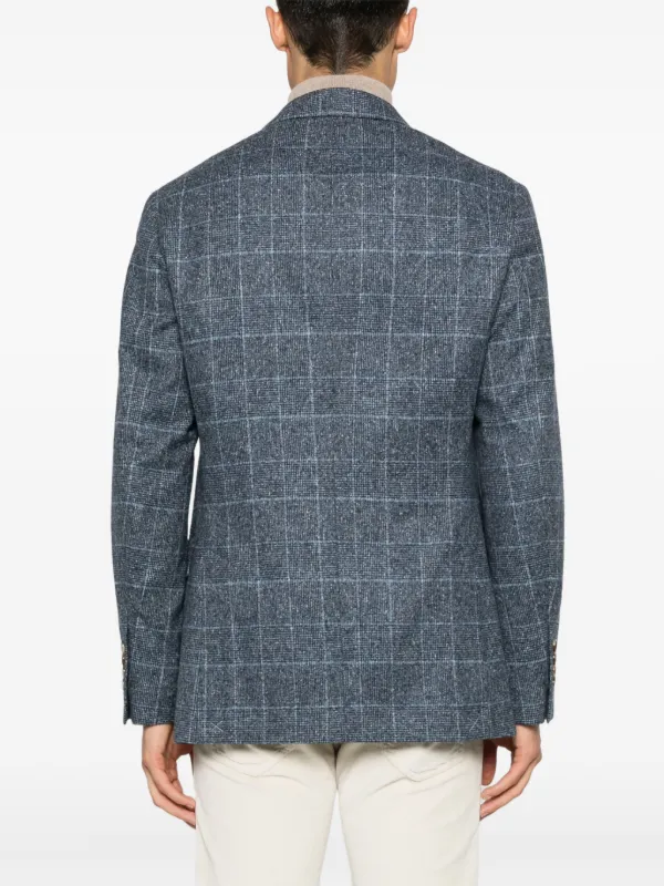 BRUNELLO CUCINELLI タフルフレストチェックコト MD5289539 C002 Brunello Cucinelli check-pattern Blazer | Blue | FARFETCH