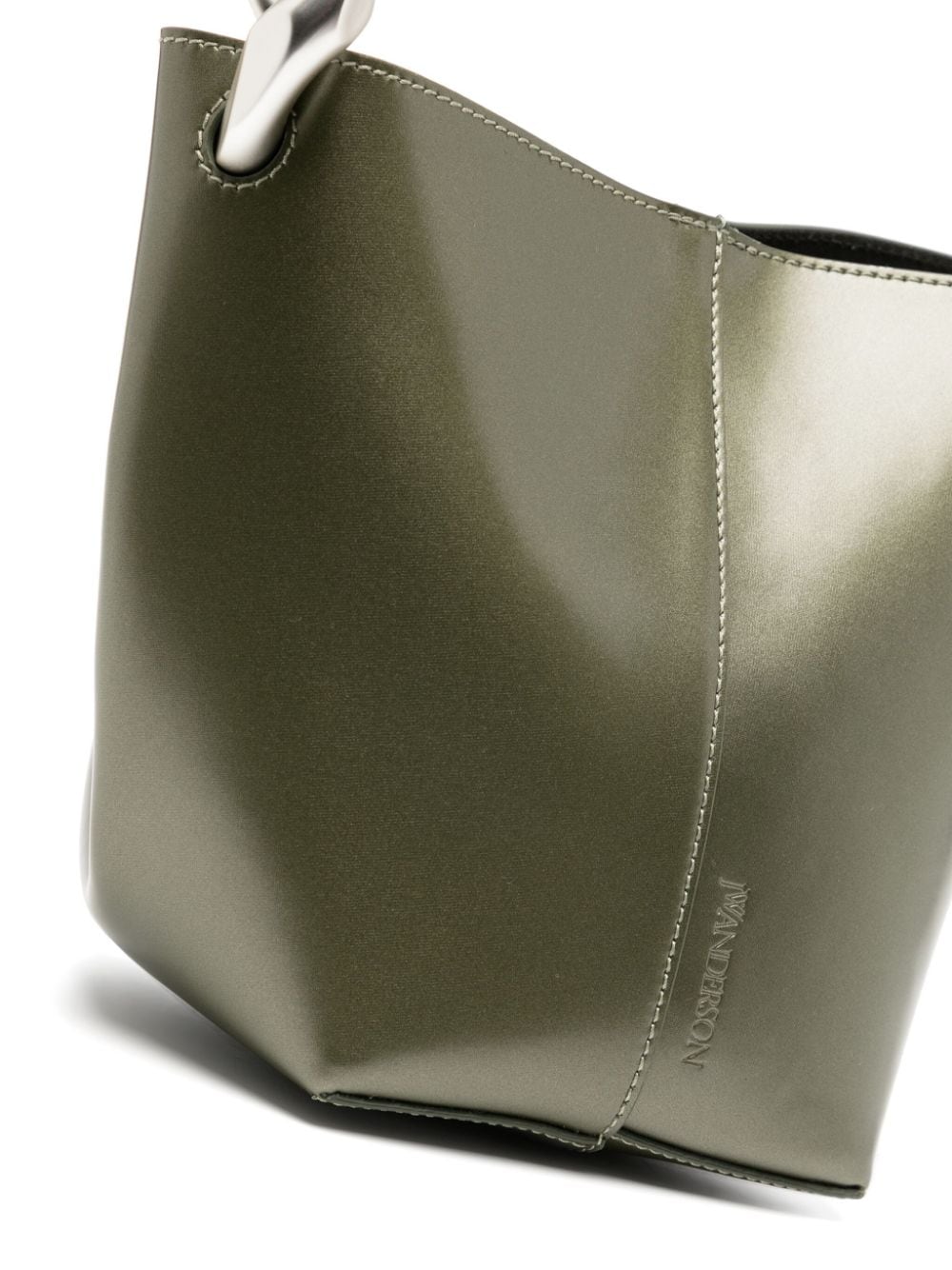 Shop Jw Anderson Small Corner Bucket Bag In Green