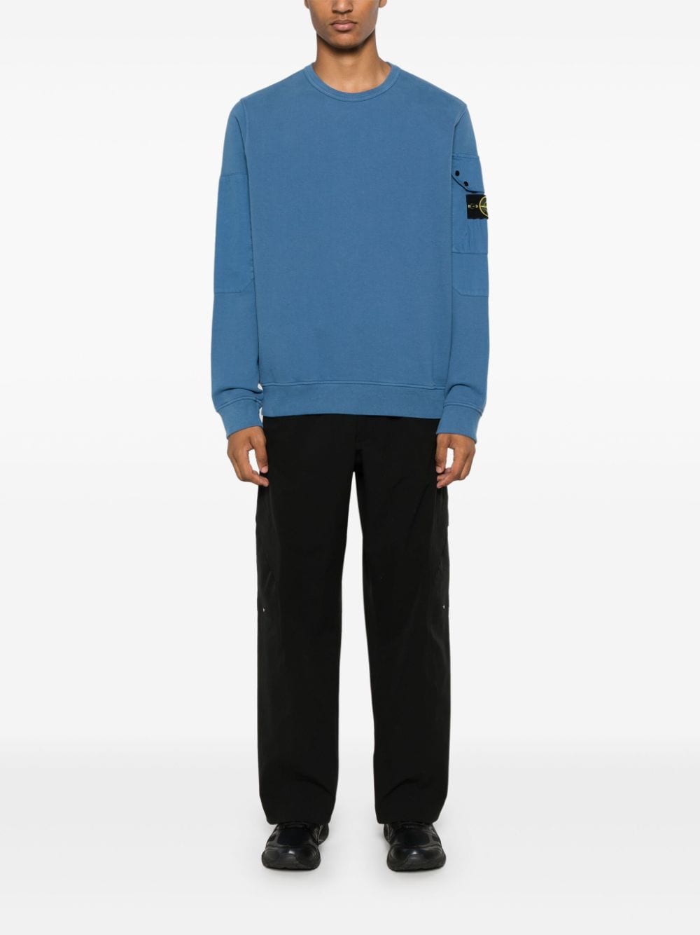 Shop Stone Island Compass Badge Sweatshirt In Blue