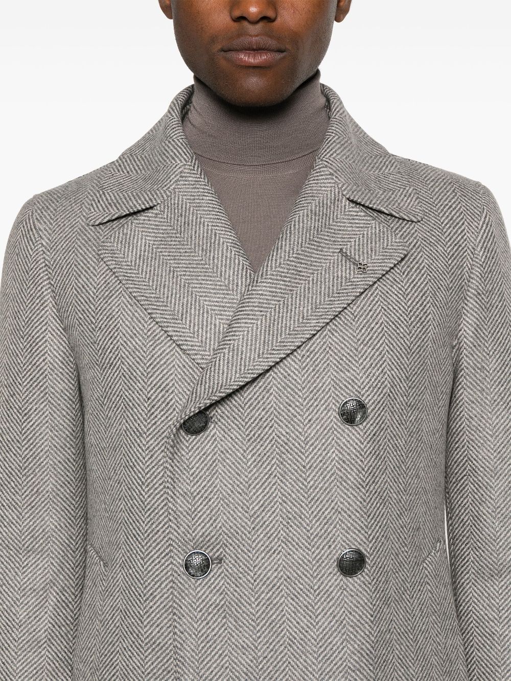 Tagliatore herringbone double-breasted coat Men