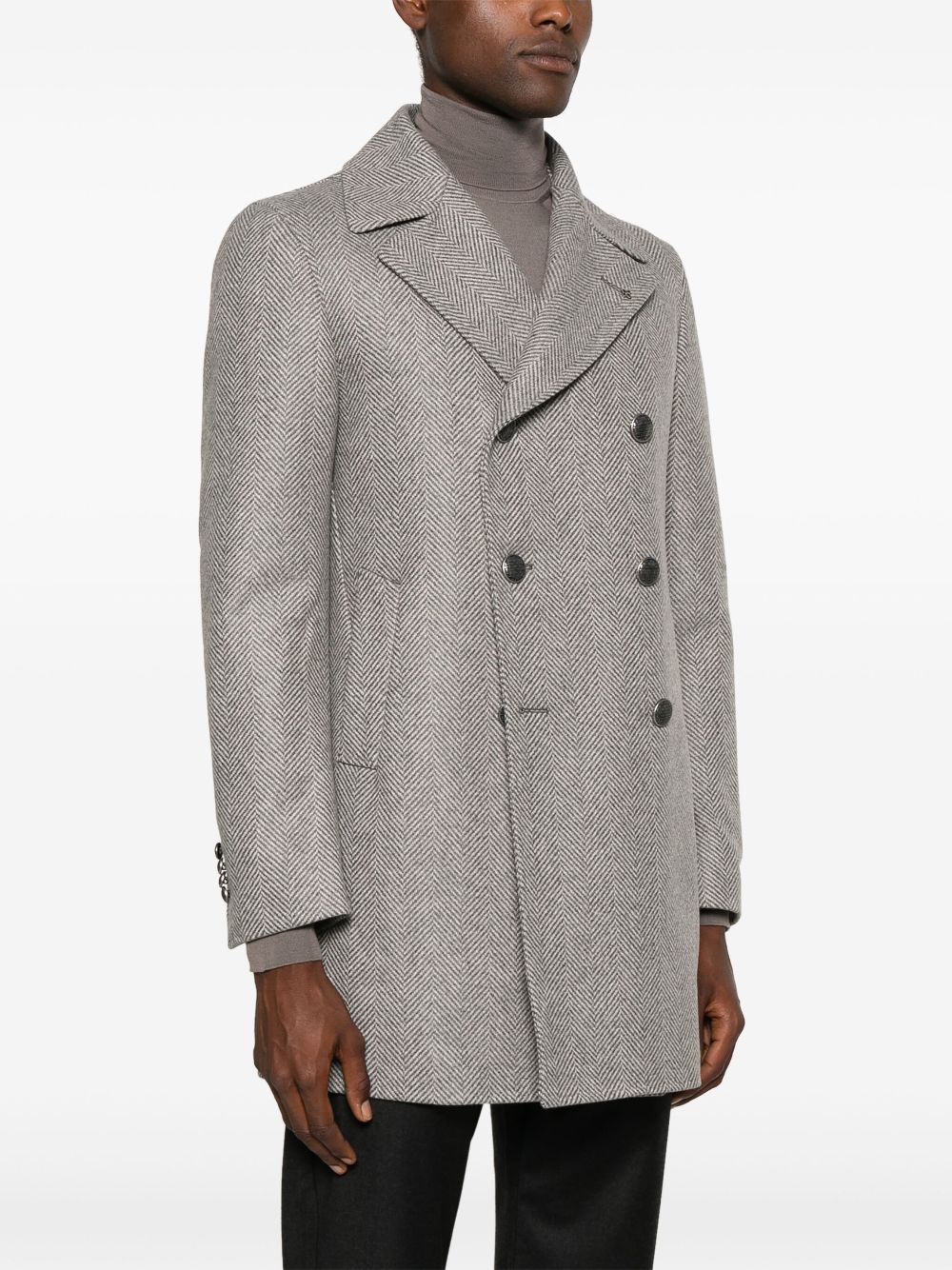 Tagliatore herringbone double-breasted coat Men