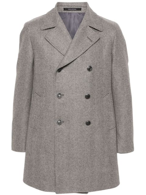 Tagliatore herringbone double-breasted coat Men