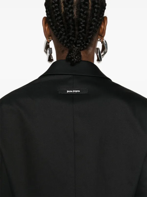 [パームエンジェルス]ロゴ クロップド ボタンブレザージャケット Palm Angels クロップド ジャケット | ブラック | FARFETCH JP