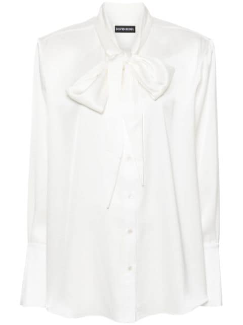 David Koma bow-detail satin shirt 