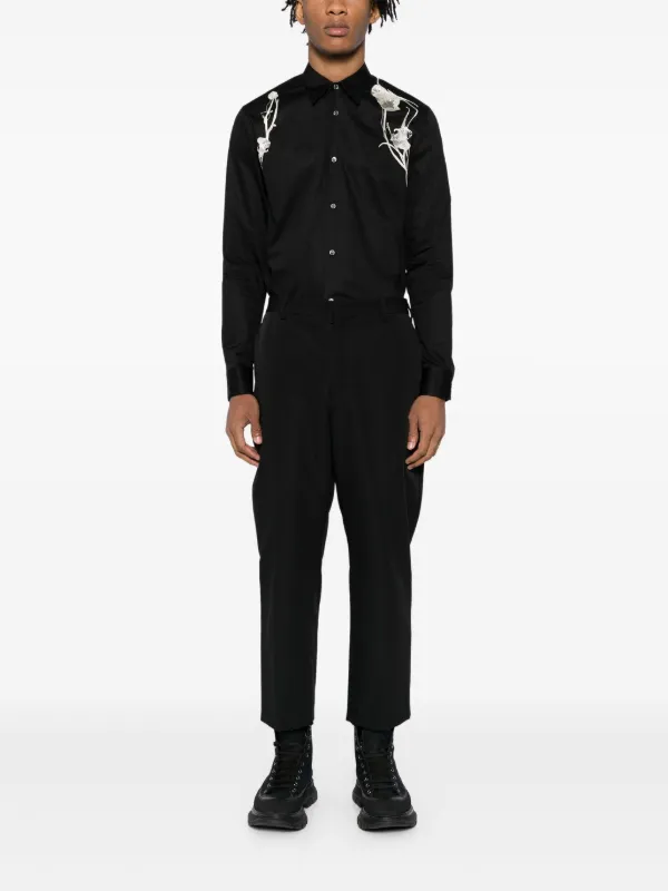 Alexander McQueen floral-embroidered Shirt | Black | FARFETCH