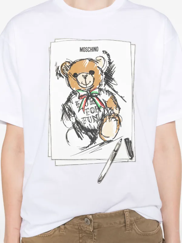 Moschino Teddy Bear Cotton T-shirt | White | FARFETCH PL
