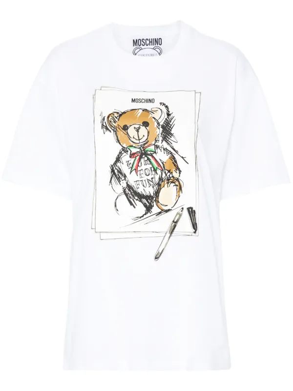 Moschino Teddy Bear Cotton T shirt White FARFETCH HK