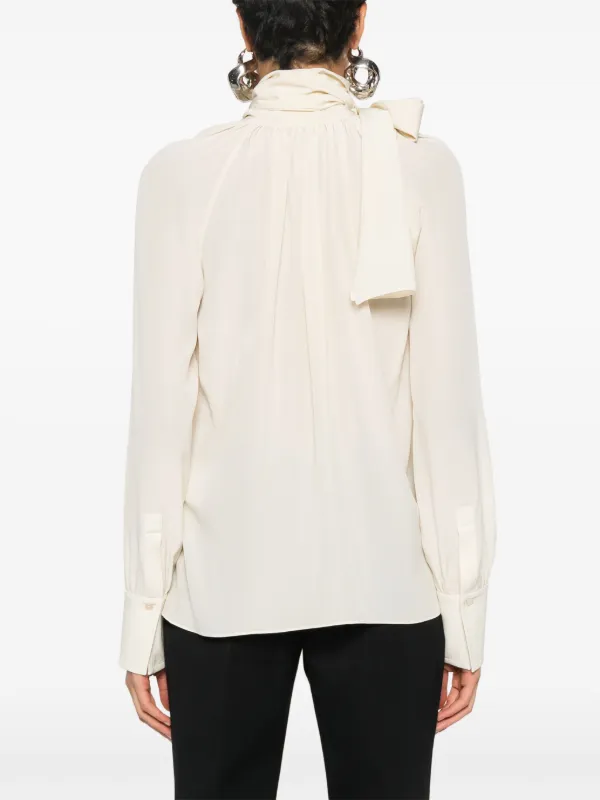 Givenchy シースルーブラウス 40　ジバンシー　シルク　シルク100 Givenchy 4G シルクブラウス | ニュートラル | FARFETCH JP