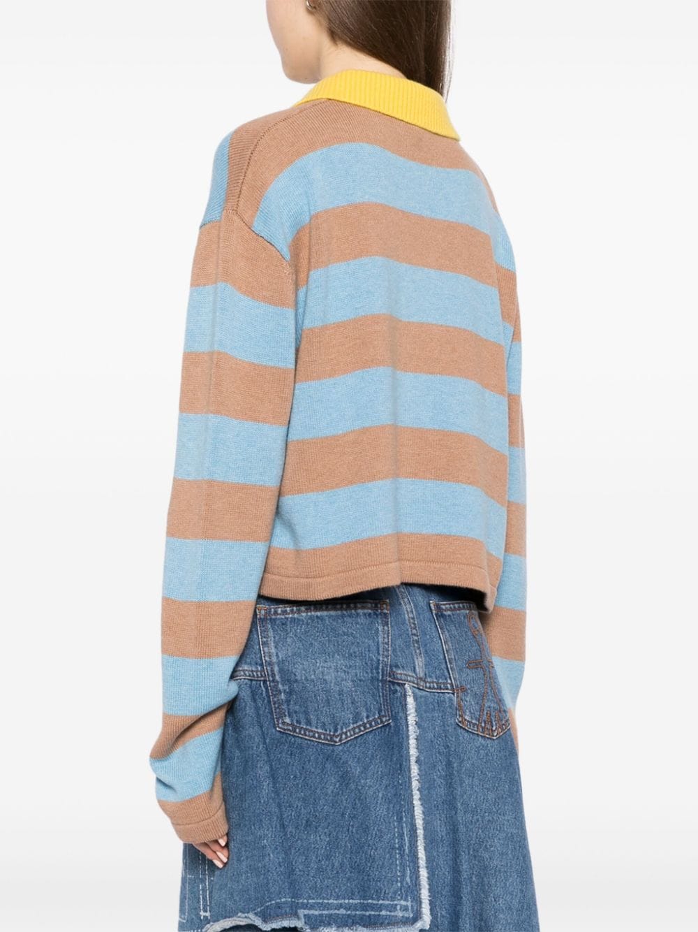 Shop Mira Mikati Striped Knit Polo Top In Multi