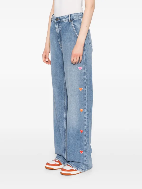 Mira Mikati heart-embroidered Jeans | Blue | FARFETCH