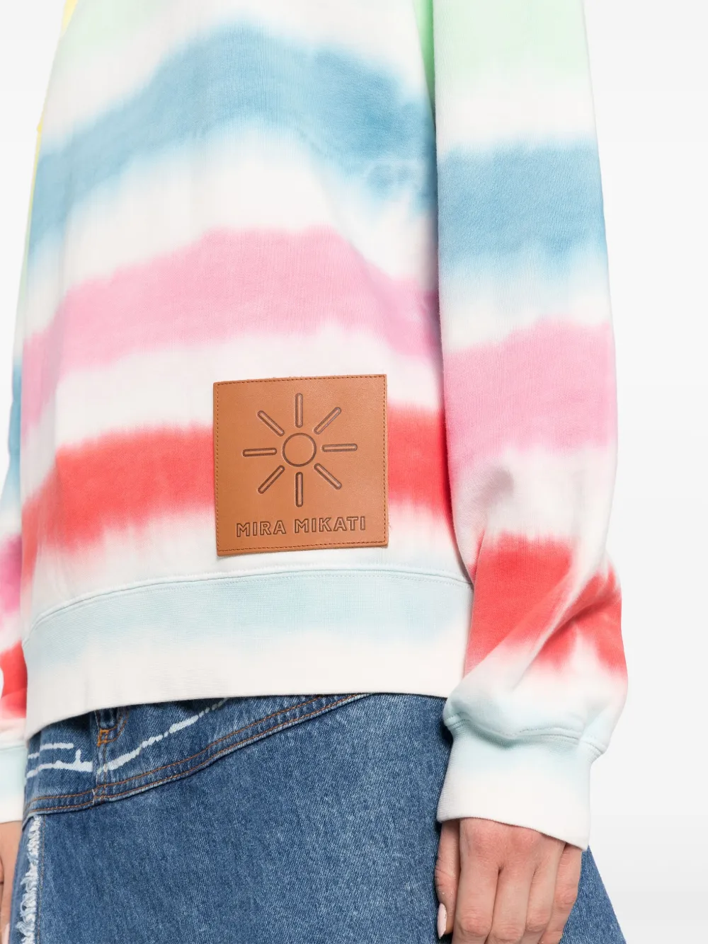 Mira Mikati tiedye leatherpatch Sweatshirt Yellow FARFETCH