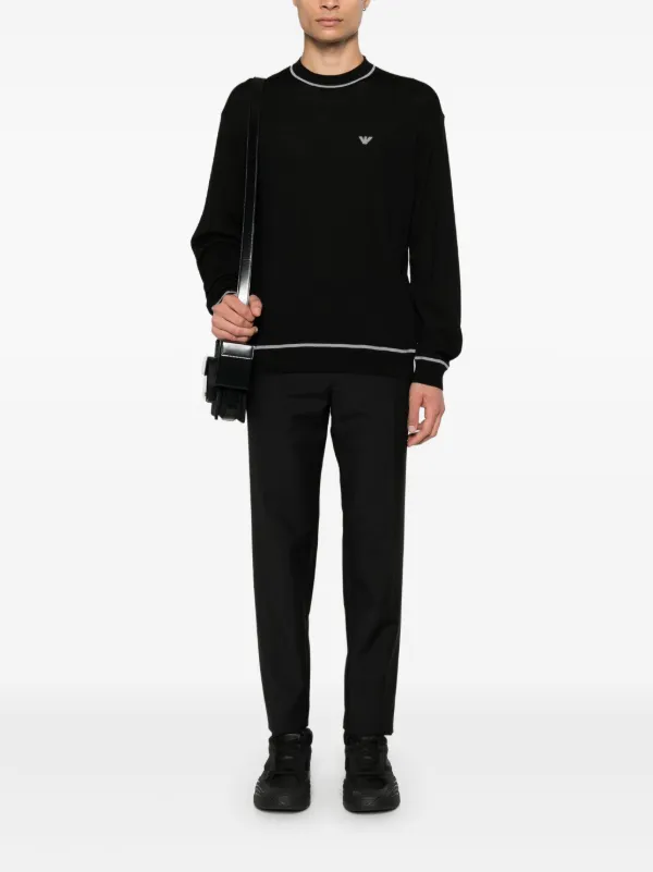 Emporio Armani ロゴインターシャ セーター - Farfetch