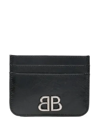 Balenciaga Monaco Leather Card Holder | Black | FARFETCH
