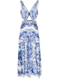 FARM Rio Garden Tiles-print flared maxi dress - Blue