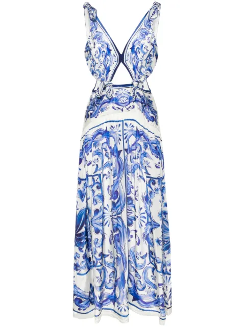 FARM Rio Garden Tiles-print flared maxi dress