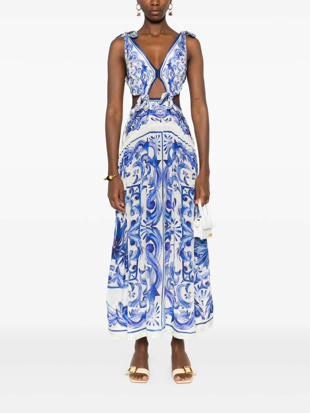 FARM Rio Flared maxi-jurk met print - Blauw