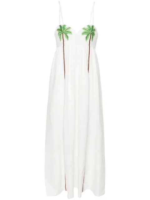 FARM Rio Coconut Tree-embroidered maxi dress