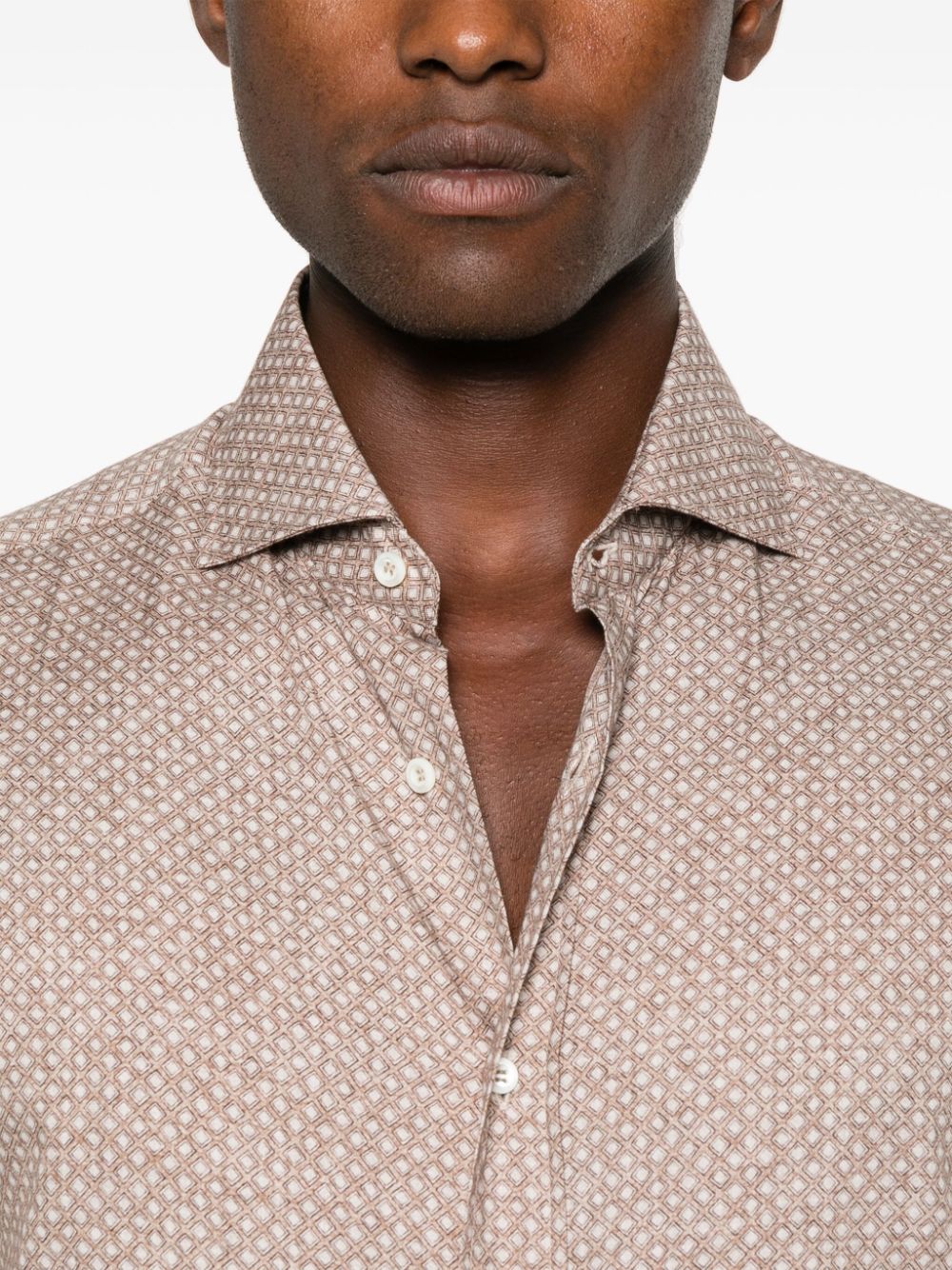 Online shopping for cheap Brunello Cucinelli geometric-print cotton shirt Men