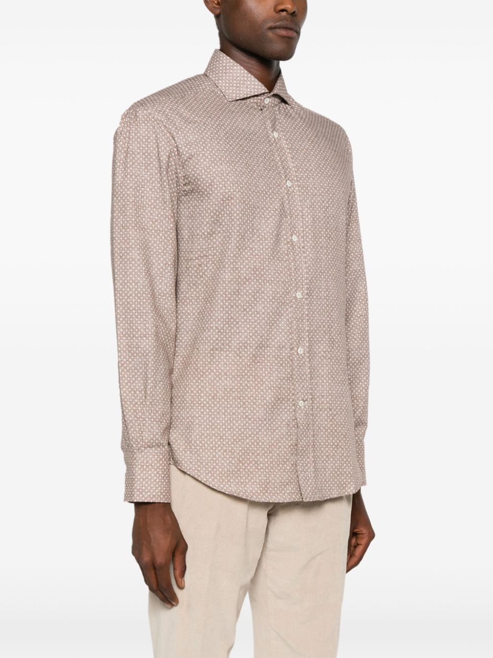 Online shopping for cheap Brunello Cucinelli geometric-print cotton shirt Men