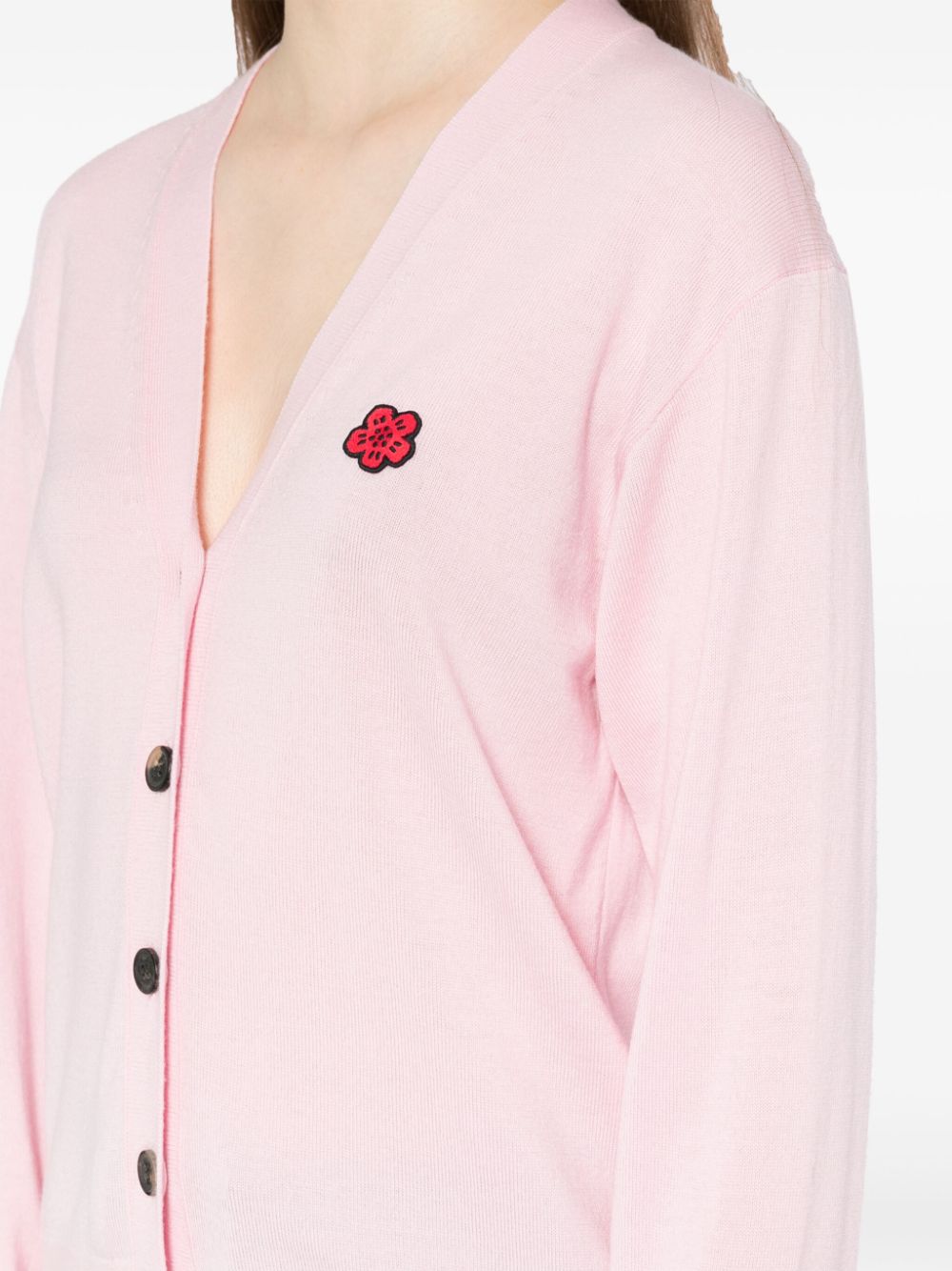 Shop Kenzo Boke Flower Wool Cardigan In Pink