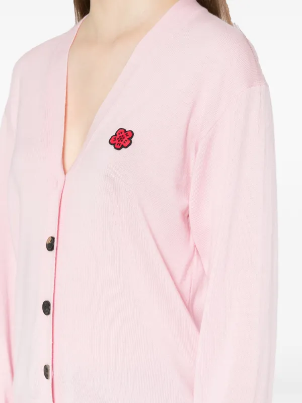 Kenzo Boke Flower Wool Cardigan | Pink | FARFETCH