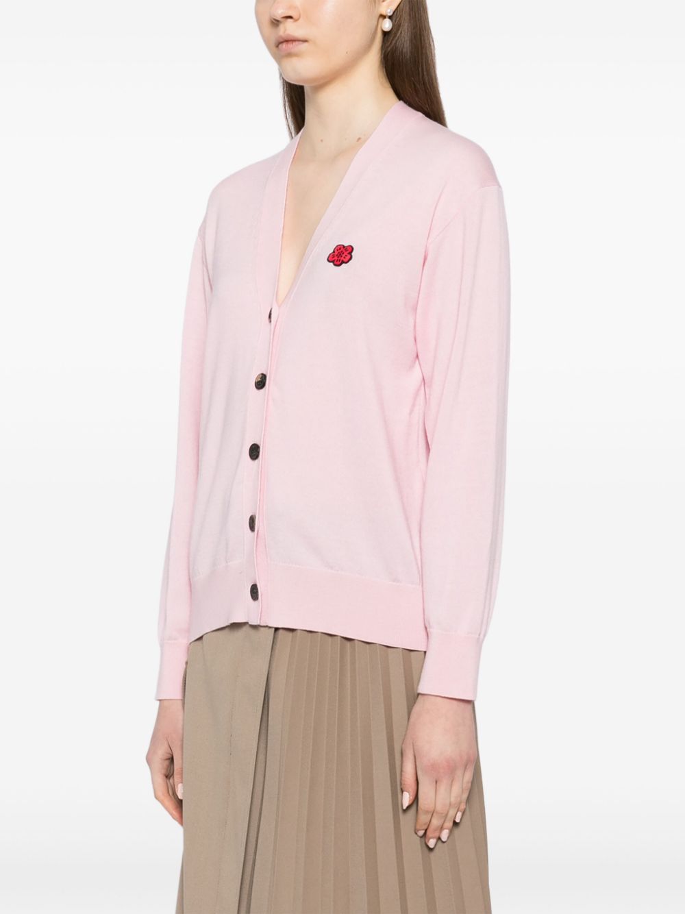 Shop Kenzo Boke Flower Wool Cardigan In Pink