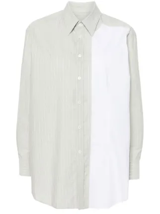 【送料&関税込】MM6 Maison Margiela Striped Buttoned Shirt D MM6 Maison Margiela logo-embroidered Striped Cotton Shirt