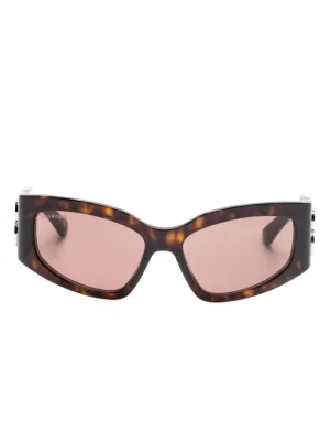 Moncler Eyewear スクエアフレーム サングラス | ブラウン | FARFETCH JP