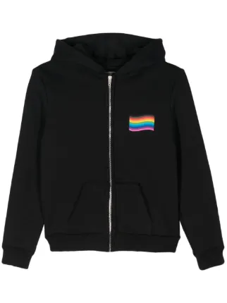 Balenciaga Rainbow Flag zip up Hoodie Black FARFETCH AO