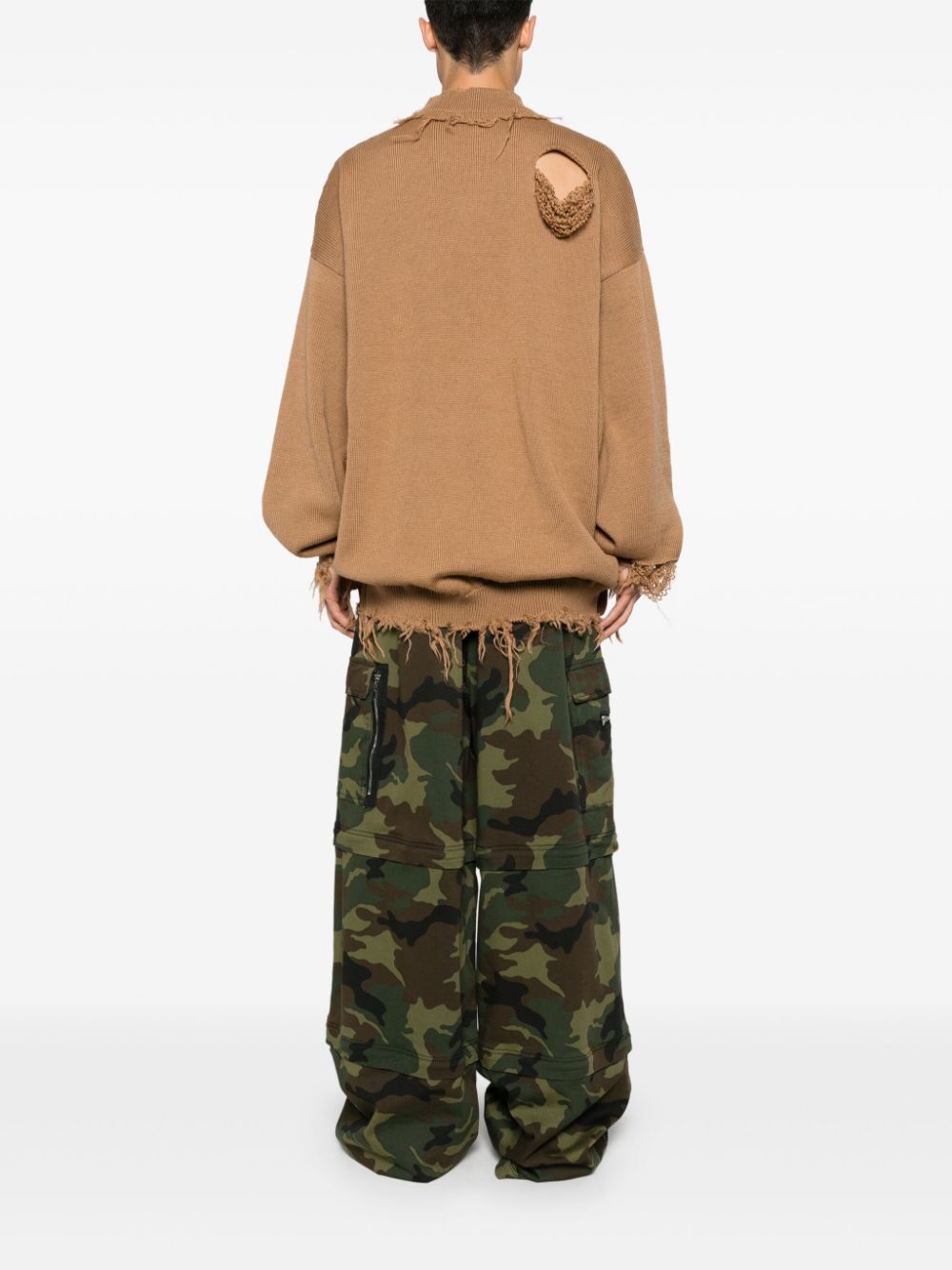 Shop Vetements Destroyed Sweater In Brown