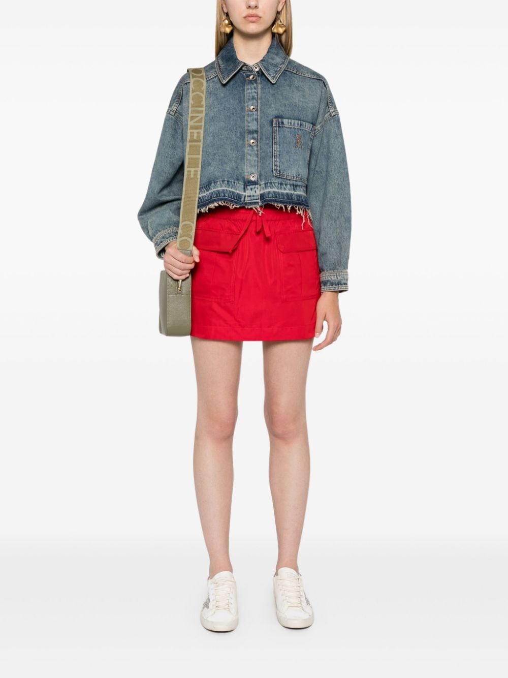 Shop Patrizia Pepe Cropped Denim Shirt In Blue