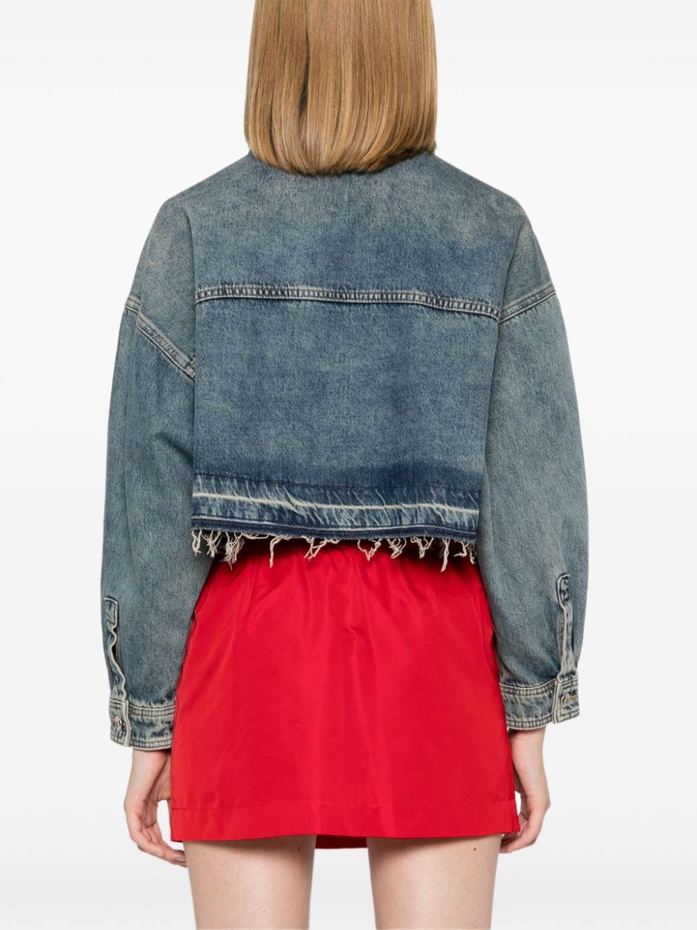 Shop Patrizia Pepe Cropped Denim Shirt In Blue